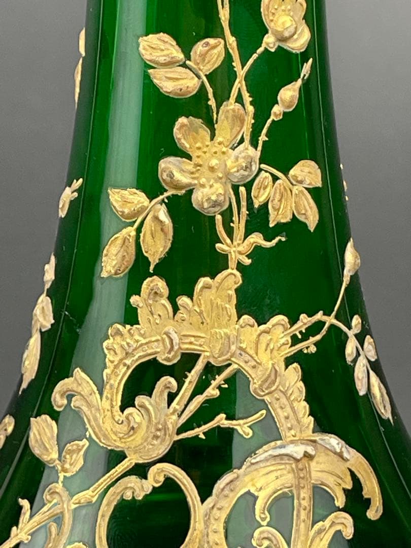 希少】モーゼル 23．8㎝ エナメル盛 金彩 金盛り 花瓶 水差し
