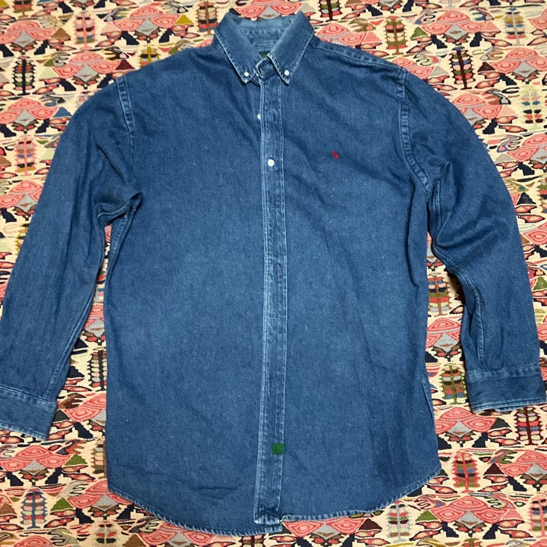 90s ラルフローレン POLO COUNTRY デニムシャツL 赤ポニー 刺繍 - メルカリ