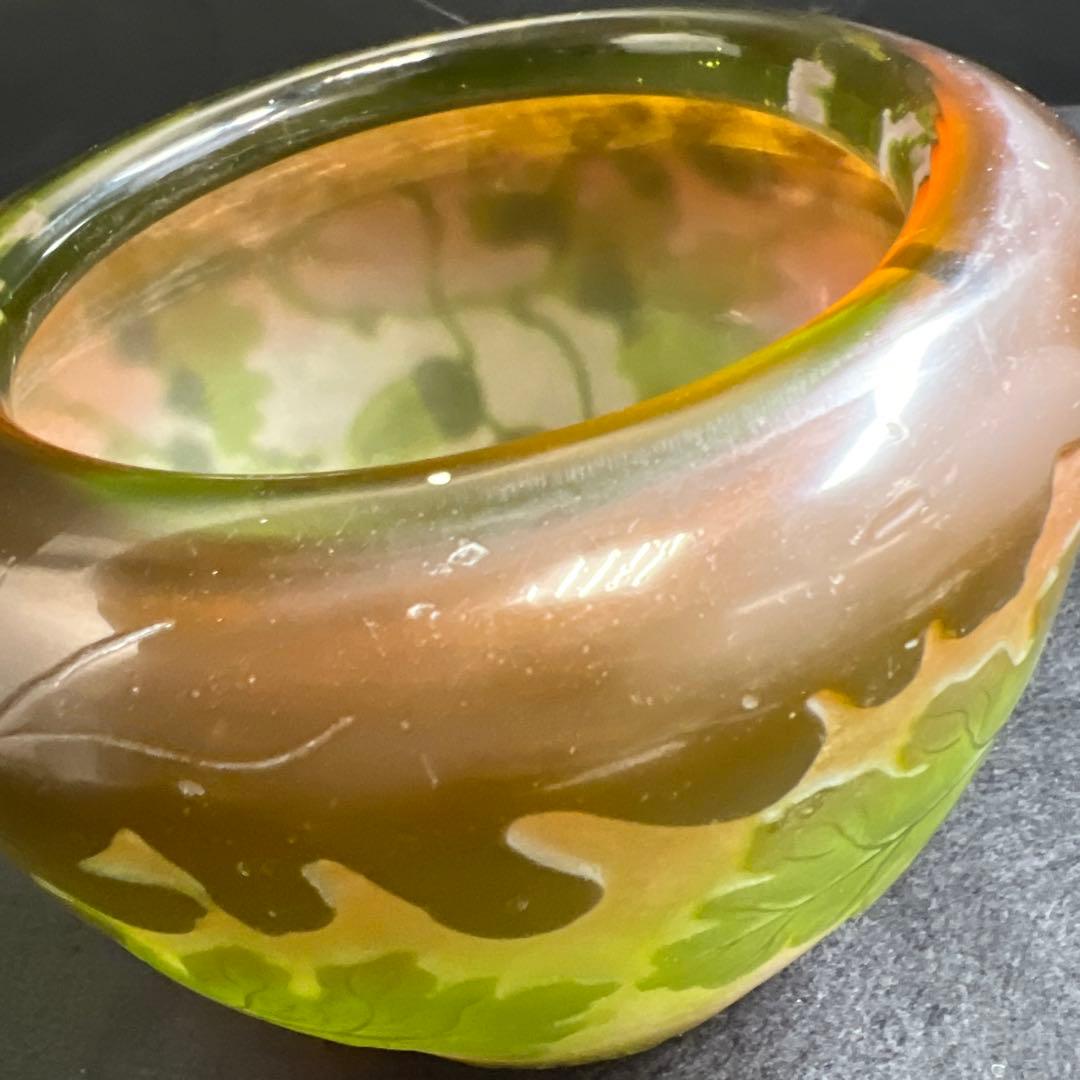 エミール・ガレ 第二期工房酸化腐食彫花入 木箱 幅約14㎝東Y8-0130☆1F