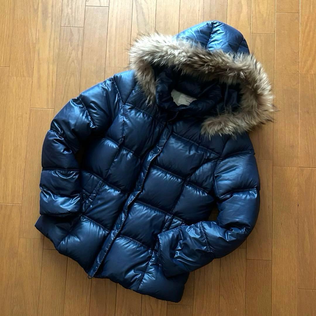 Y2K ファーダウンジャケット 平成 ギャル 光沢 ダブルジップ 2way