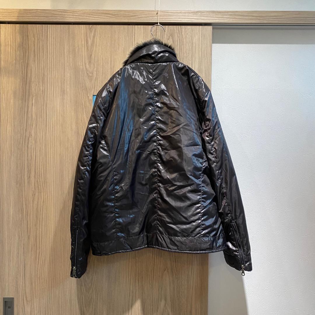 ネオお兄系 y2k アーカイブ 光沢 ファー 中綿 シングルライダース