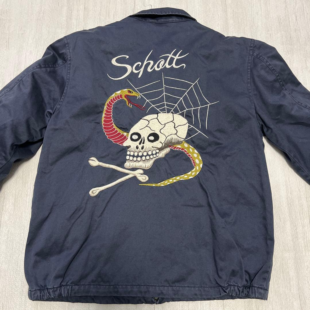 さ*か様 【Schott】ジャケット L ドクロ ヘビ 蜘蛛の巣 スカジャン ス