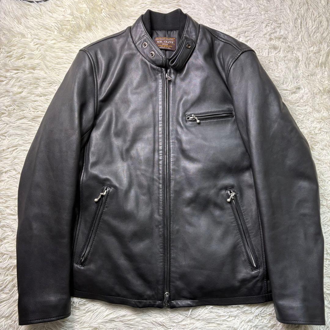 ミスターオリーブ シングルライダースジャケット ソフトレザー 羊革