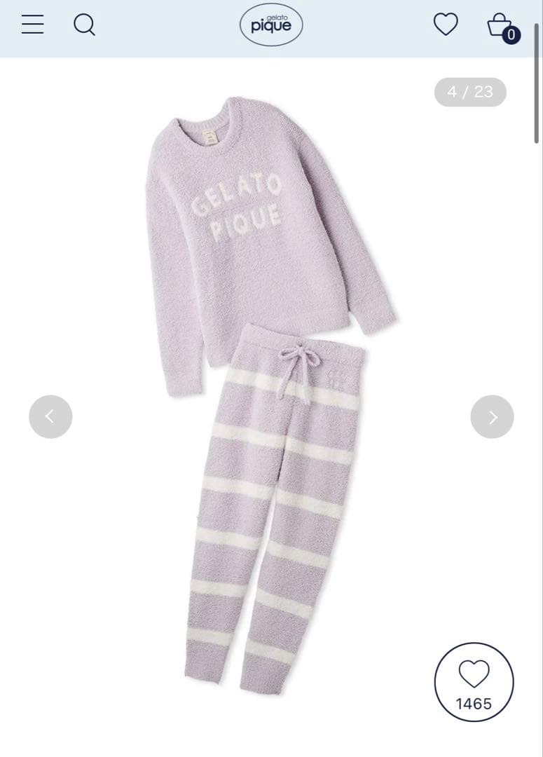 ★1度着用★☆gelato pique☆パウダーロゴジャガードプルオーバーセット パウダーロゴジャガードプルオーバー＆ロングパンツセット(ロング