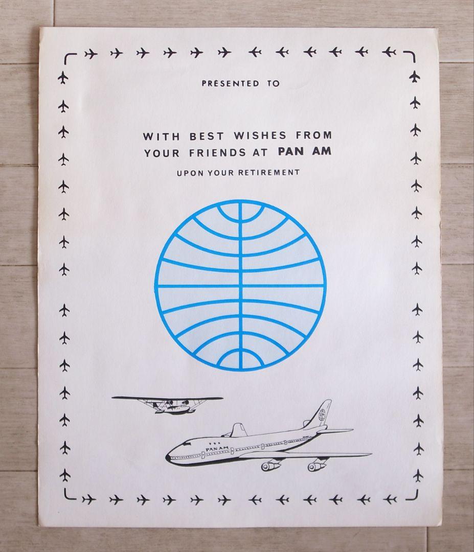 超稀少 PAN AM パンナム 退職記念バッジ＆証書／社章 パイロット クルー