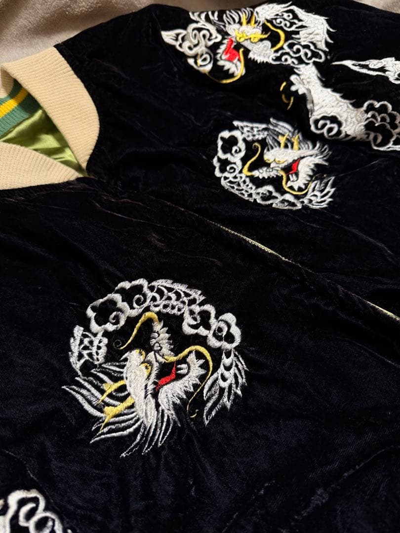 90s vintage 別珍 2面用 ワシ 龍 日本 スカジャン unisex