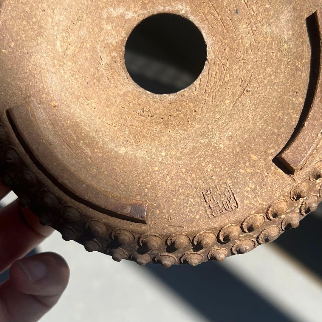 772.平安虹泉 梨皮鼓釘丸 盆栽鉢 植木鉢 12.4*1.8cm