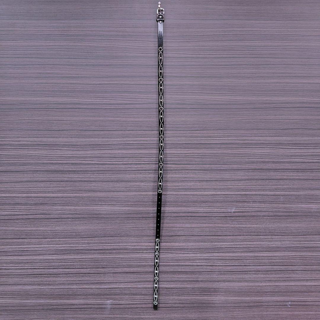 アイ黒□本革レザーフルスタッズナローベルト☆アメカジ古着