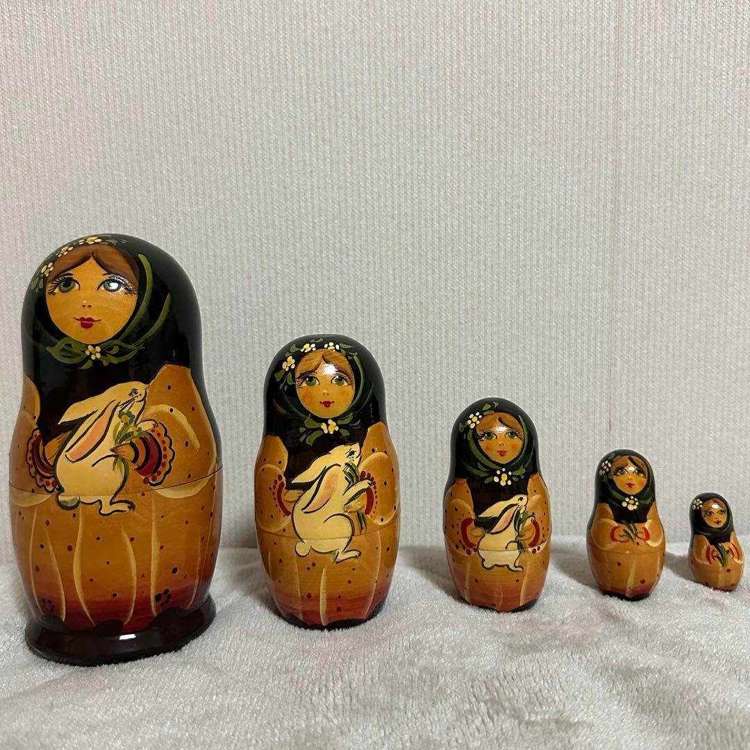 美品】マトリョーシカ 5体セット 木製 うさぎ ロシア民芸品 - メルカリ