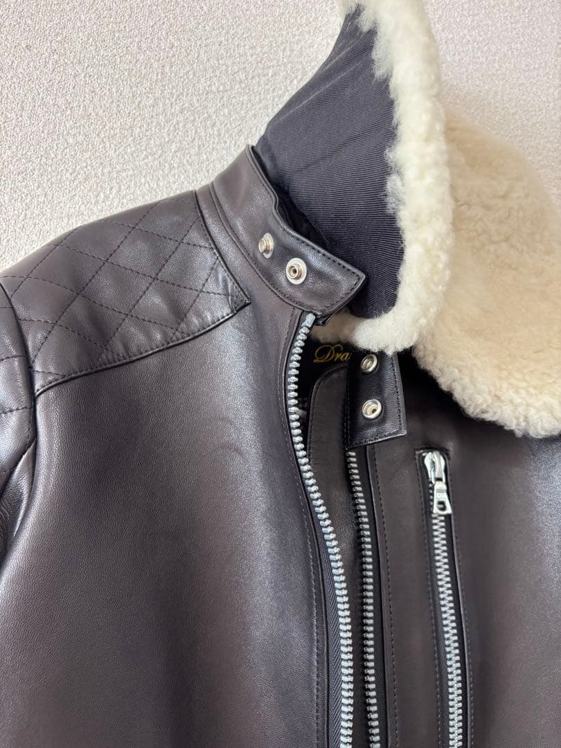 ドゥロワー drawer ライダースジャケット ボア襟 ムートン ジャケット