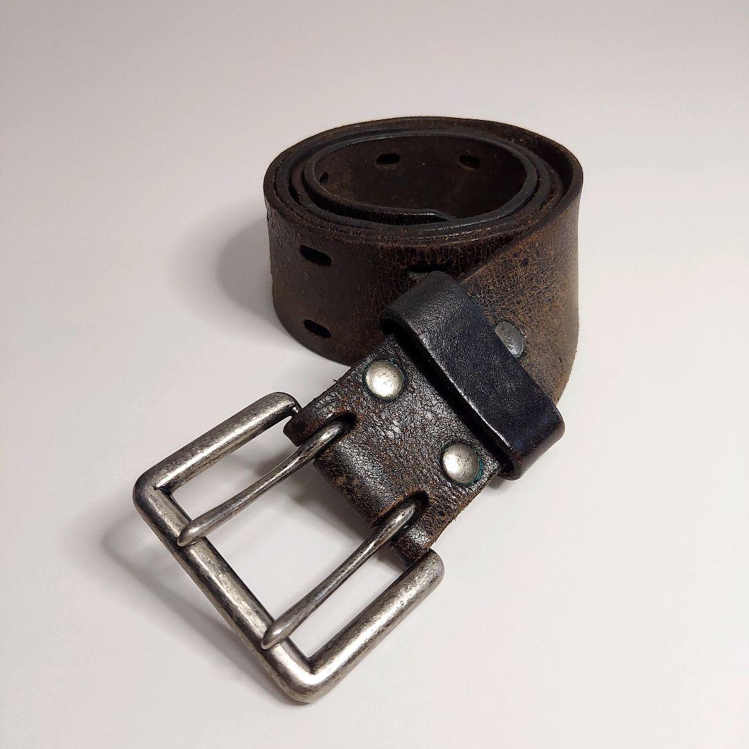 vintage ヴィンテージフェードグランジベルト 本革 焦げ茶 カート