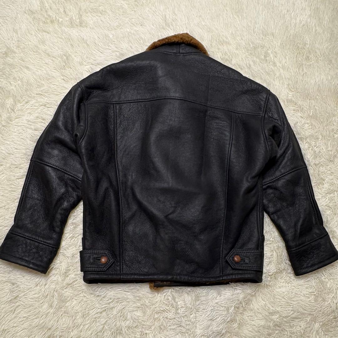 激レア✨2XL相当 ミツミネ リアルムートン ピーコート ラムレザー 黒