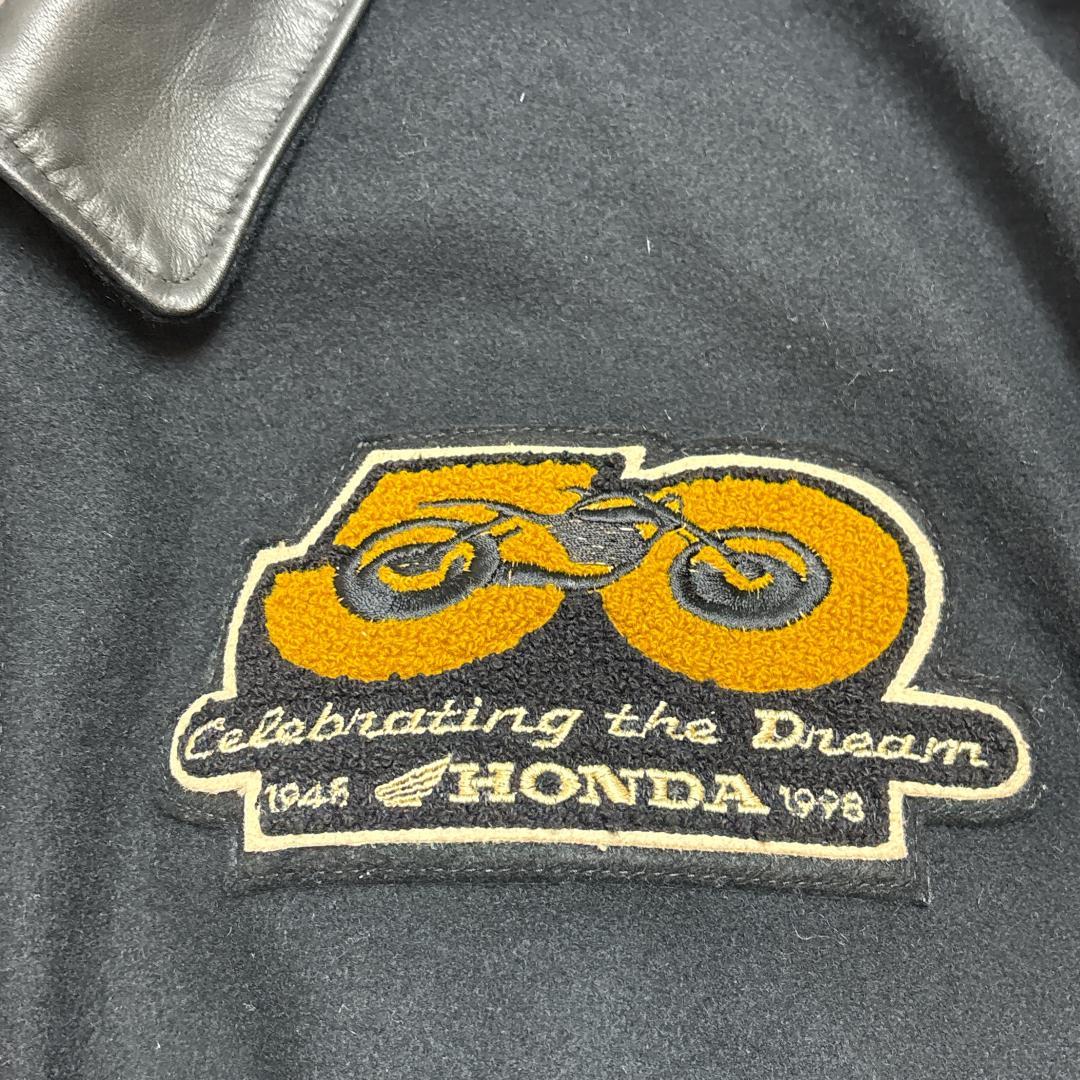 希少 USA製 HONDA 50th 限定 レザー スタジャン L ロゴ羽根刺繡 - メルカリ