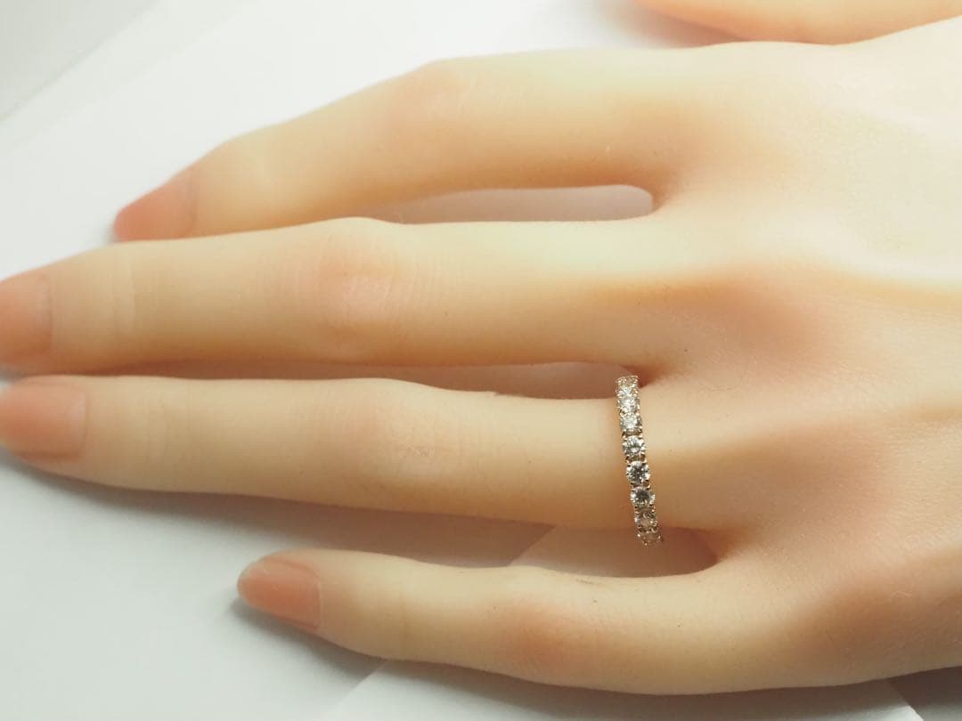 ◎1.00ct!! K18PG 天然ダイヤモンド 3/5エタニティリング　14号