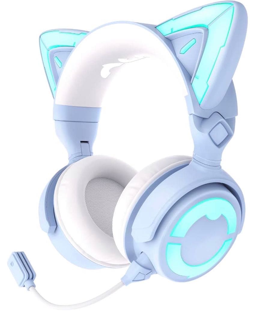 YOWU 猫耳ヘッドホン 水色 - メルカリ