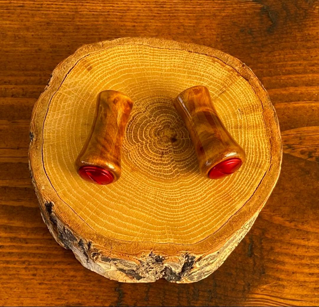 ウッドノブ ハンドルノブ 黄金樟の根 レッド ダイワS シマノA 新品未