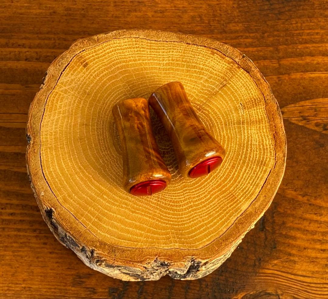 ウッドノブ ハンドルノブ 黄金樟の根 レッド ダイワS シマノA 新品未