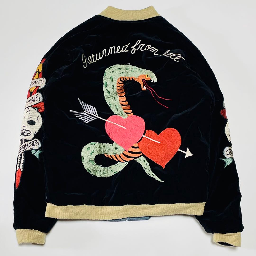 【港商】極希少　テーラー東洋　スカジャン　スペシャル　別珍　黒　コブラ　虎　鷹 港商】極希少 テーラー東洋 スカジャン スペシャル 別珍 黒 コブラ 虎