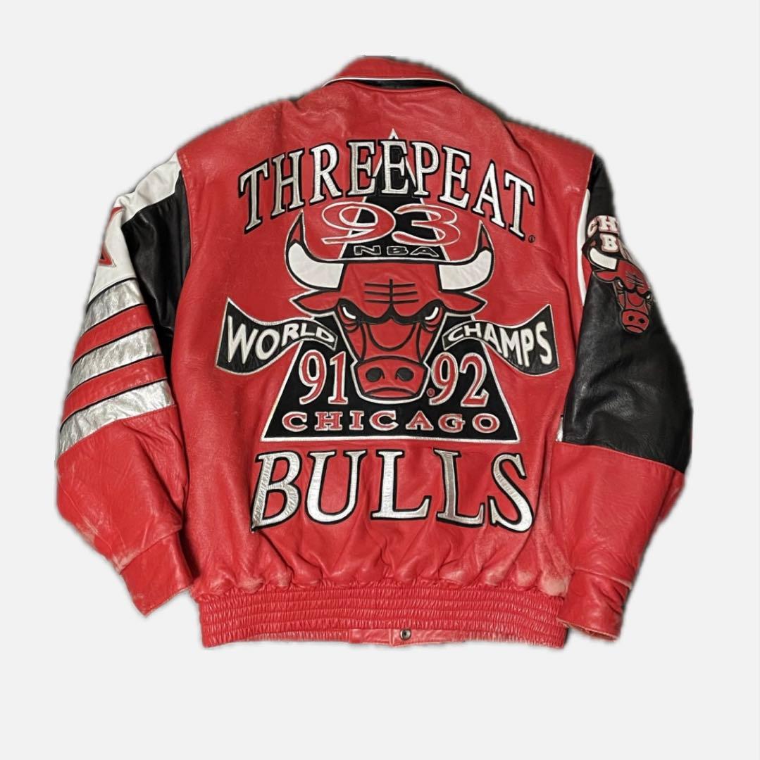 ジェフハミルトン シカゴブルズ 3連覇記念レザージャケット 革ジャン
