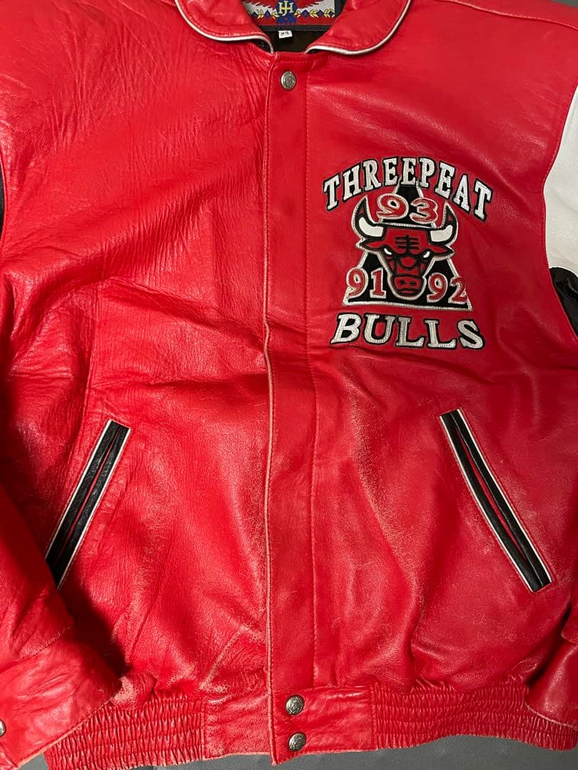 ジェフハミルトン シカゴブルズ 3連覇記念レザージャケット 革ジャン