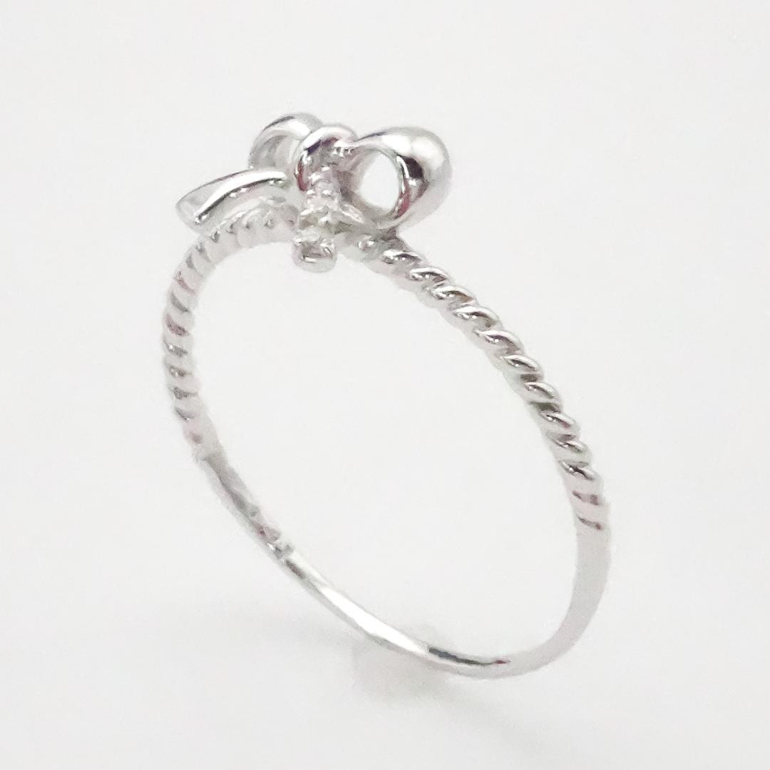 【美品】K10 ホワイトゴールド 天然ダイヤモンド リング＊11号 0.83g