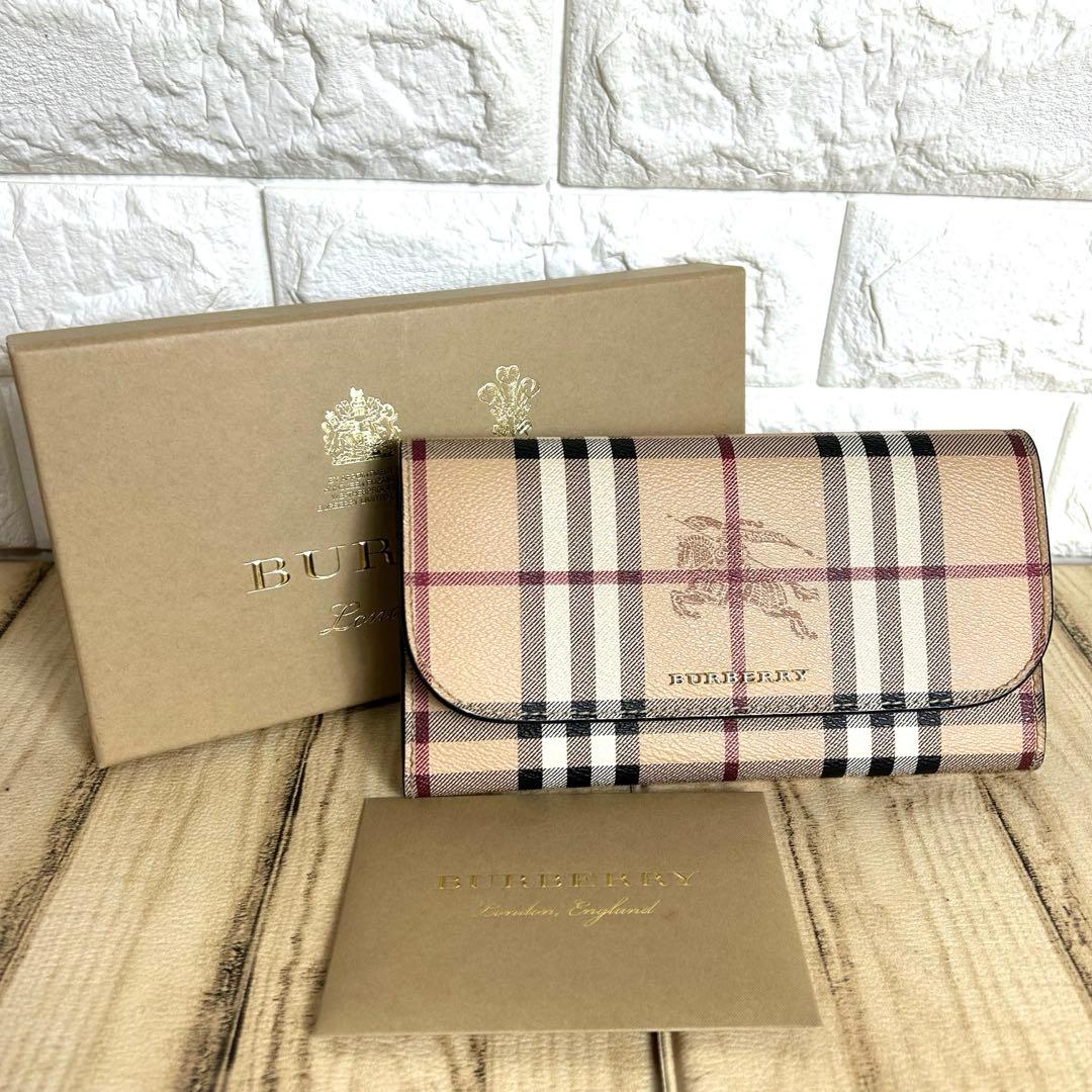 ✨美品✨バーバリー ノバチェック ホースロゴ 長財布 箱付き - メルカリ