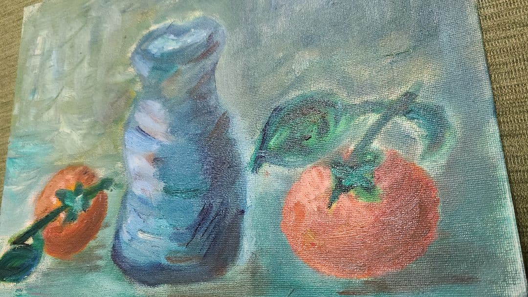 絵画『花瓶と果物③』油絵