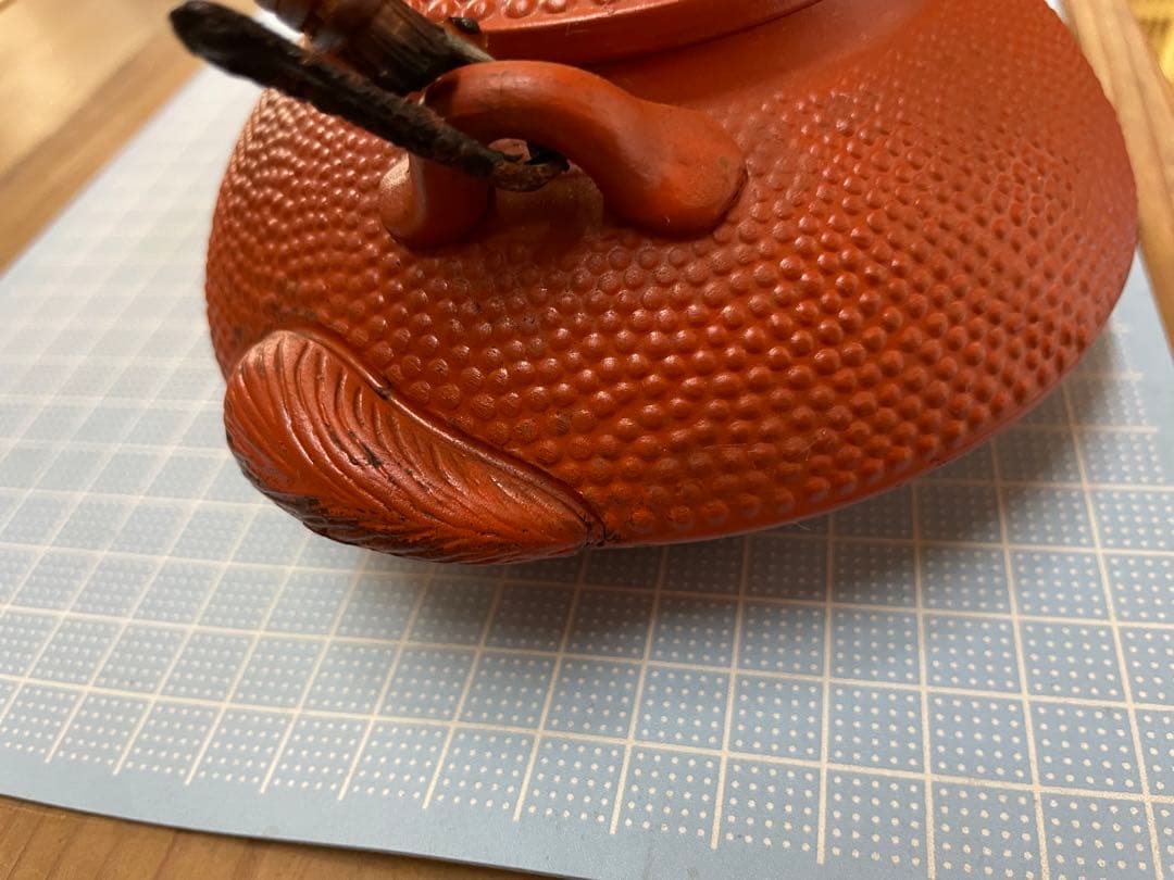 急須【m1007 分福茶釜 朱泥 狸 たぬき ぶんぶく茶釜 レトロ 骨董