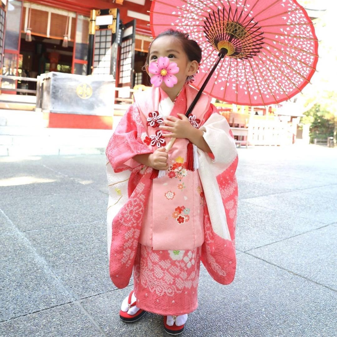 女の子七五三♡3歳♡ピンク 花柄刺繍 正絹高級お着物フルセット 1AP4177000_1.webp