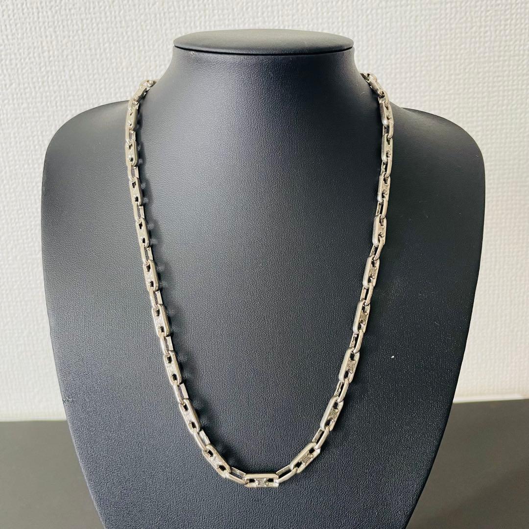 美品 CELINE ネックレス トリオンフ シルバー チェーン ロゴ セリーヌ トリンオンフ ラインストーンネックレス ロジウム