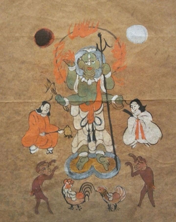 本物大津絵、青面金剛(不動明王） - メルカリ