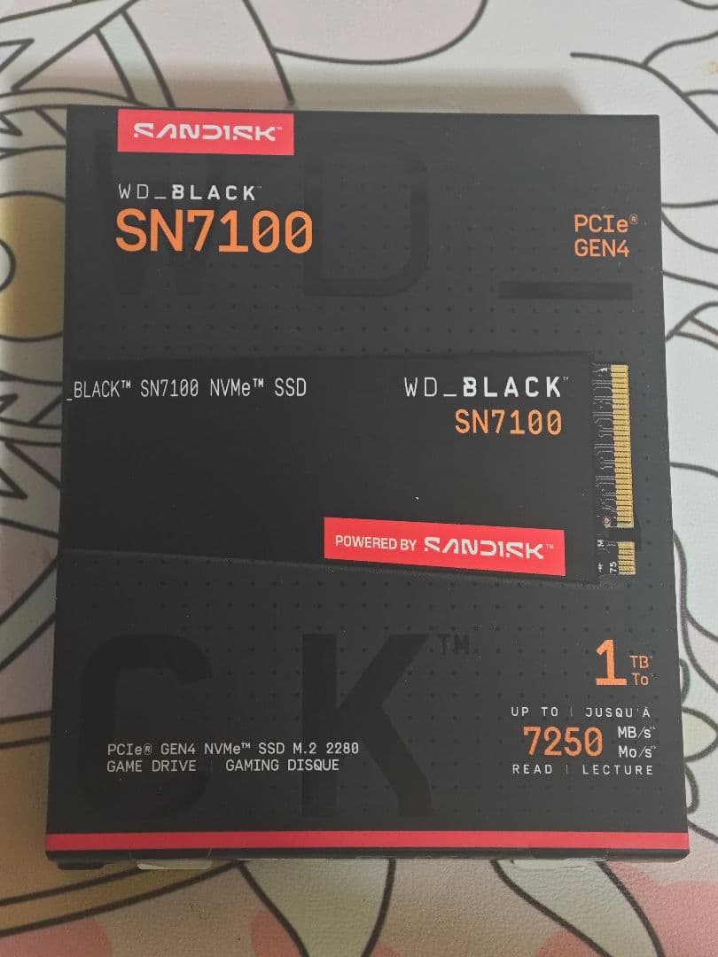 [新品未開封] WD_BLACK SN7100 1TB NVMe SSD SSD WD_Black SN7100 1TB, M.2 2280, NVMe, Leitura 7250MBs e