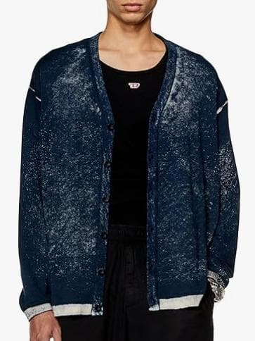 DIESEL 美品予備ボタン付き グレン期名作ロゴ付きニットカーディガンの
