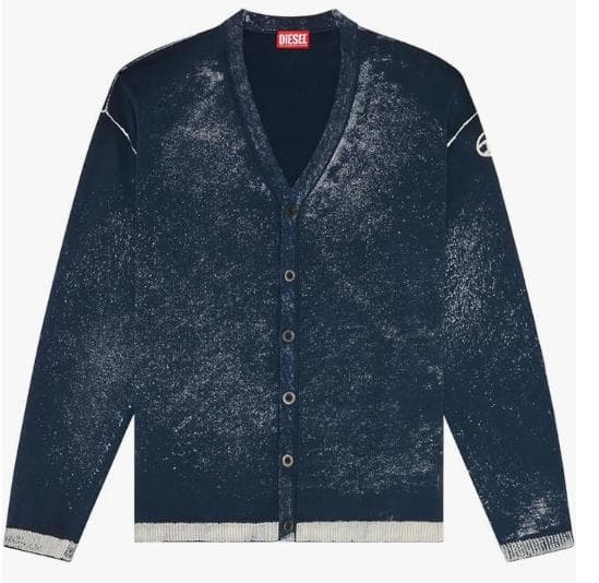 DIESEL 美品予備ボタン付き グレン期名作ロゴ付きニットカーディガンの