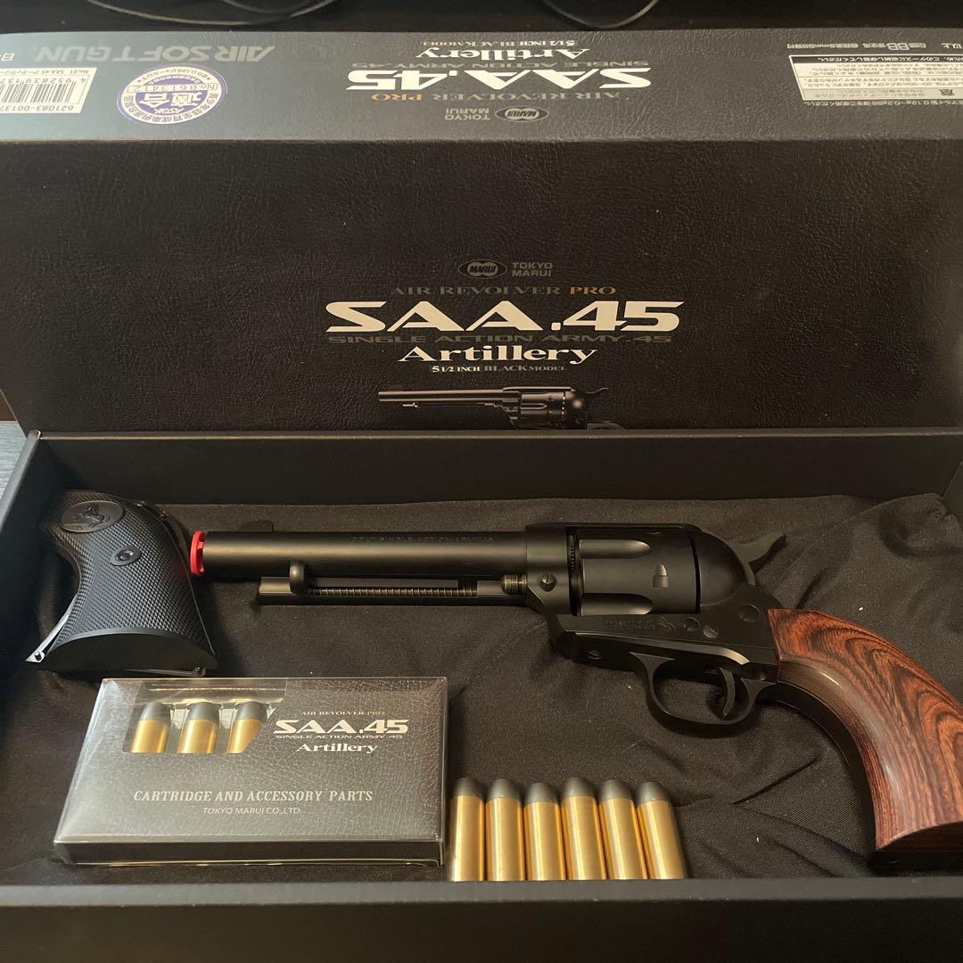 東京マルイ SAA (ウッドグリップ+真鍮カート+予備弾追加） L.A.ホビーショップ / マルイ エアコッキングガン SAA専用【WANTED