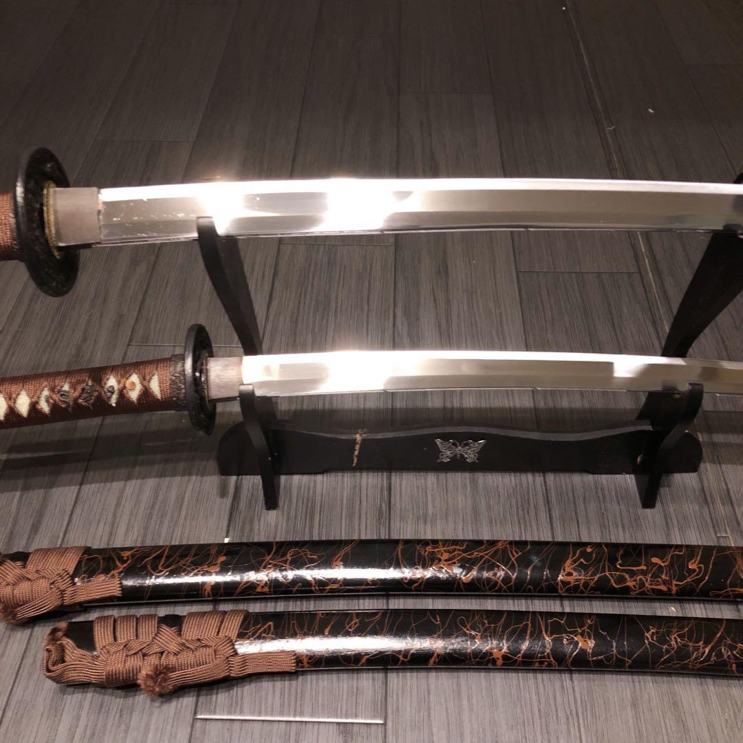 高級模造刀 高級居合刀 太刀 大小セット 本研波刃 亜鉛合金