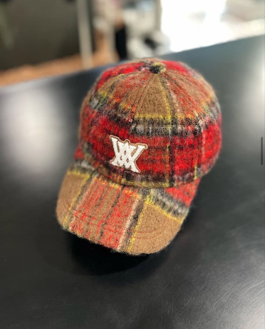 【極美品】ANEW ゴルフ　チェックキャップ レッド　ユニセックス 男女兼用 ヘッドクーラー付きキャップ(【男性】キャップ)|Le coq sportif GOLF