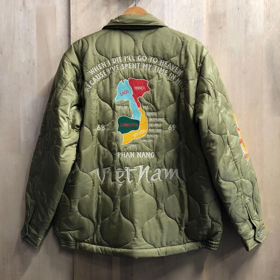 ヒューストン ベトジャン キルティング ベトナムジャケット 地図マップ柄 XXL ヒューストン ベトジャン キルティング ベトナムジャケット 地図マップ