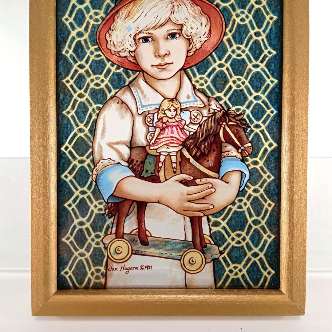 新品ジャン・ハガラ ステンドグラス 少女とお人形 ジョディ グラス