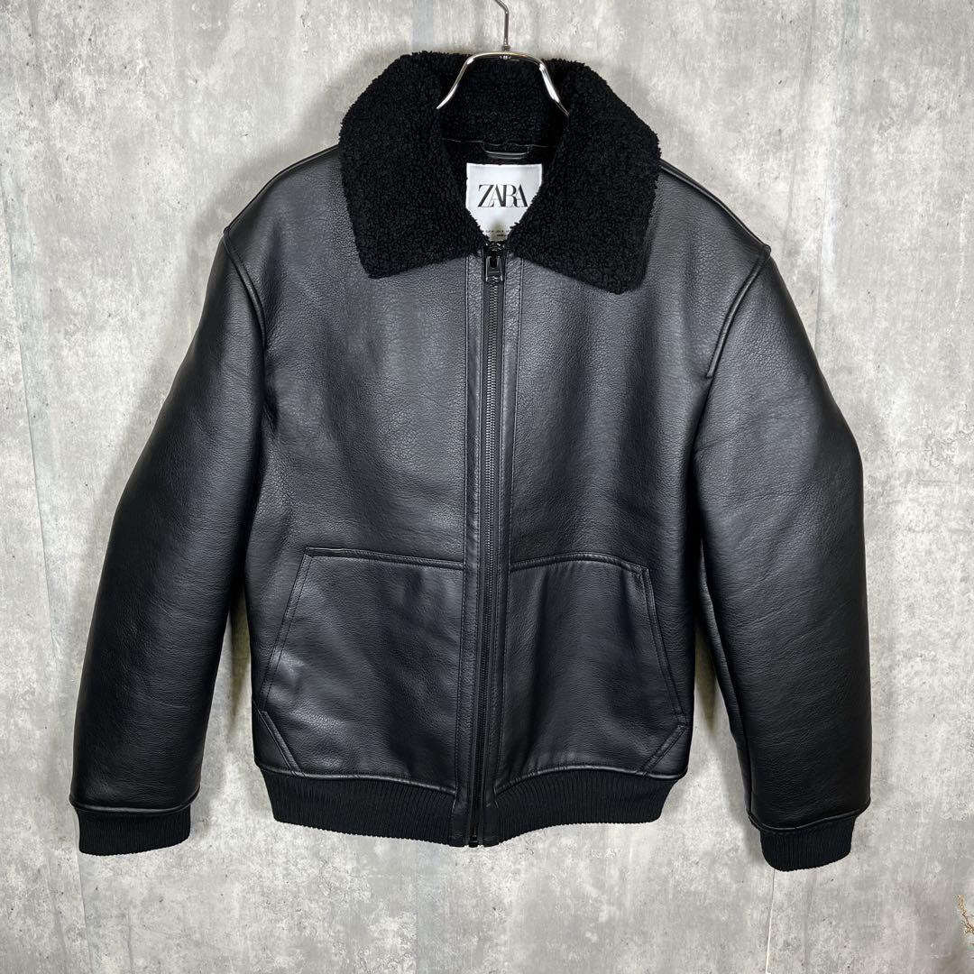 ZARA 黒 ボンバーレザージャケット Mサイズ
