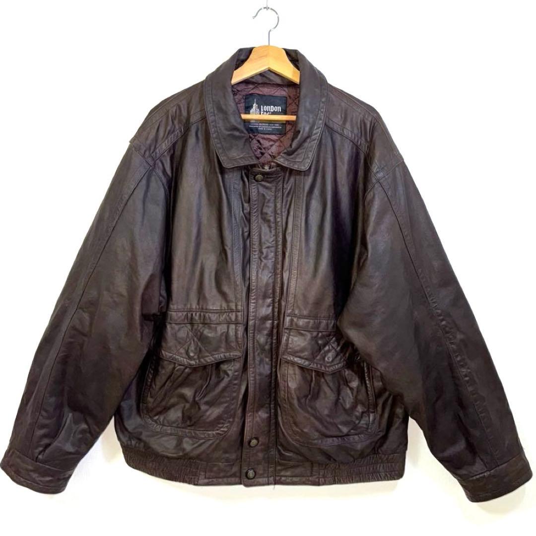 90s Vintage ロンドンフォグ レザージャケット 茶色 2XL - メルカリ