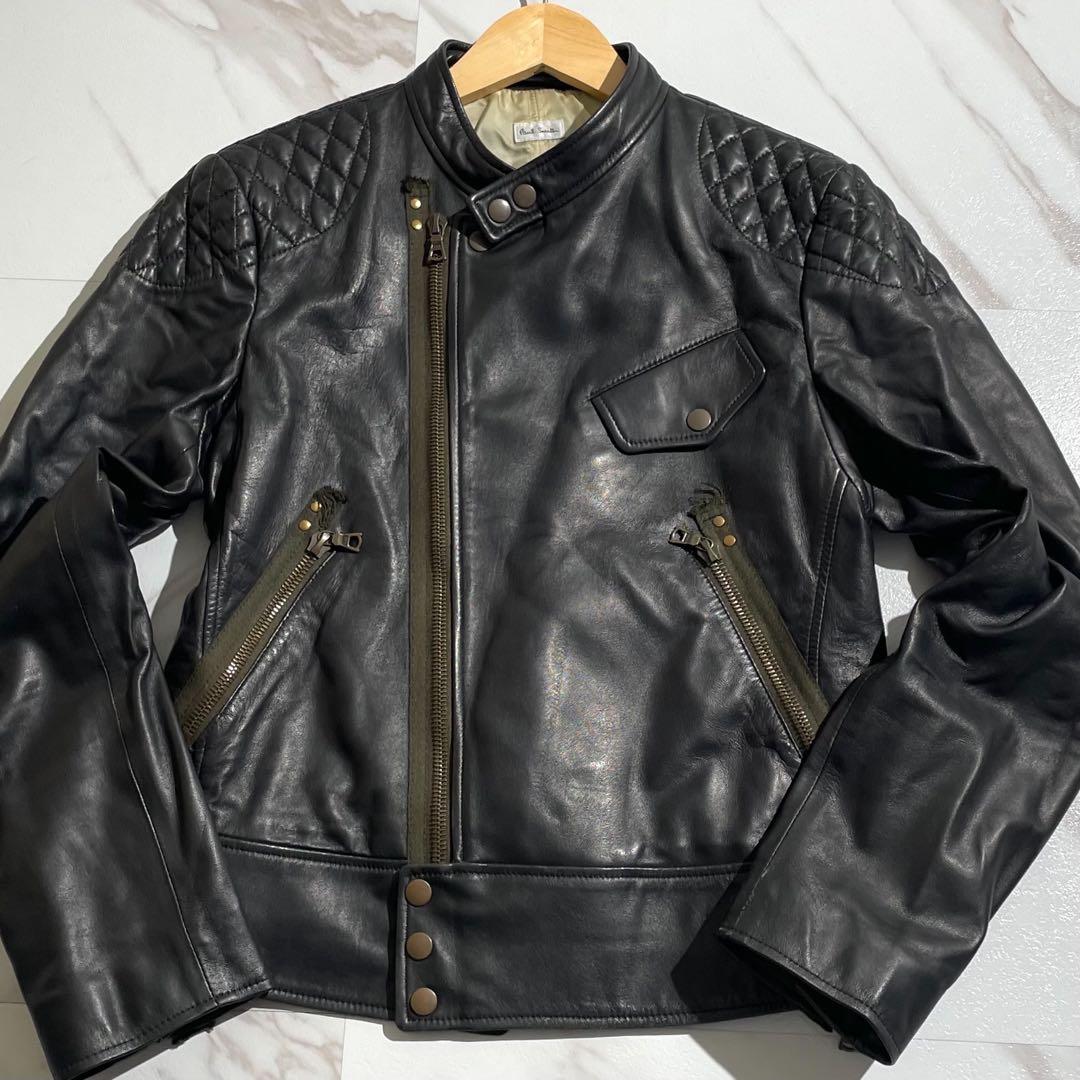 【美品✨】ポールスミス ライダースジャケット キルティング 羊革 黒 L Paul Smith ポールスミス ライダースジャケット キルティング 羊革 黒