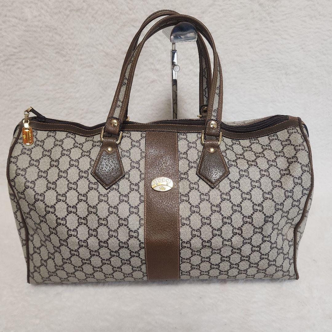 オールドグッチ グッチプラス GGスプリーム ロゴ金具 ボストンバッグ
