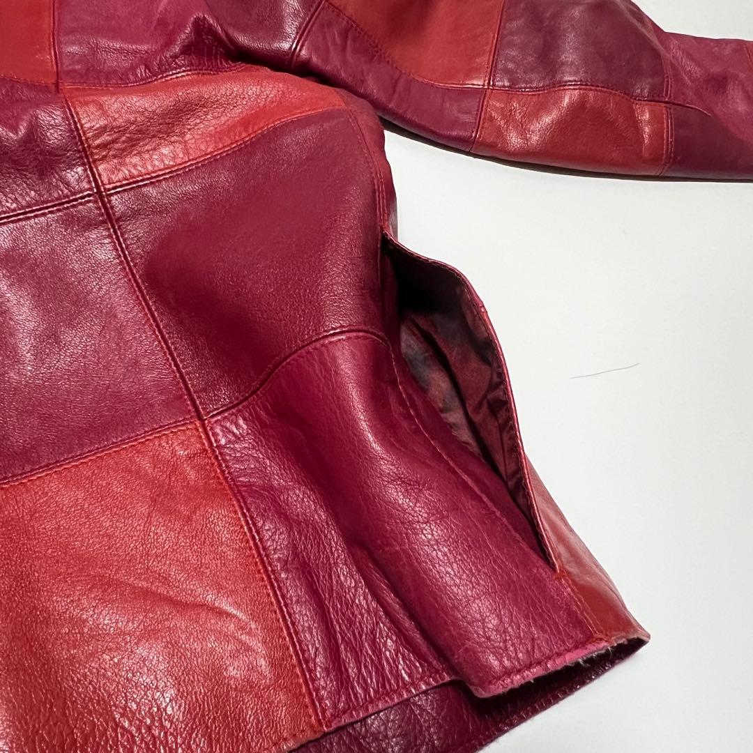 VIVIANTAM ビビアンタム 羊革 パッチワークレザージャケット 赤サイズ0