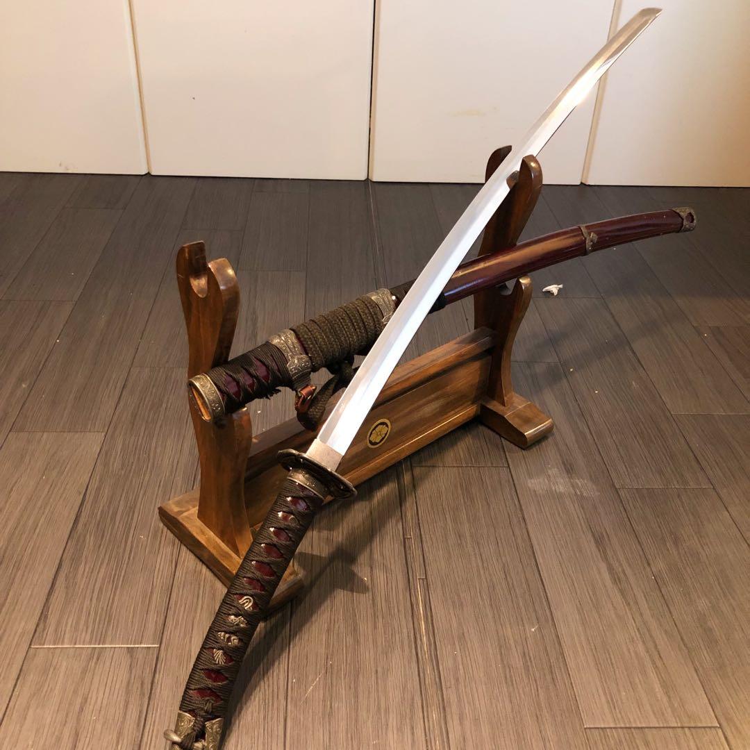 高級模造刀 日本軍拵え 居合刀 樋入刀身 合金刀身 朱拵え 重みあり