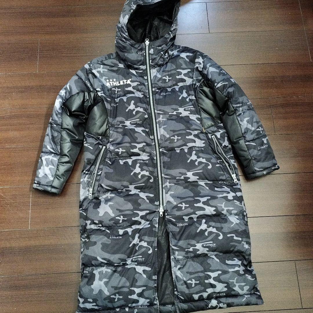ATHLETA 迷彩柄 フード付きロングベンチコート150cm - メルカリ
