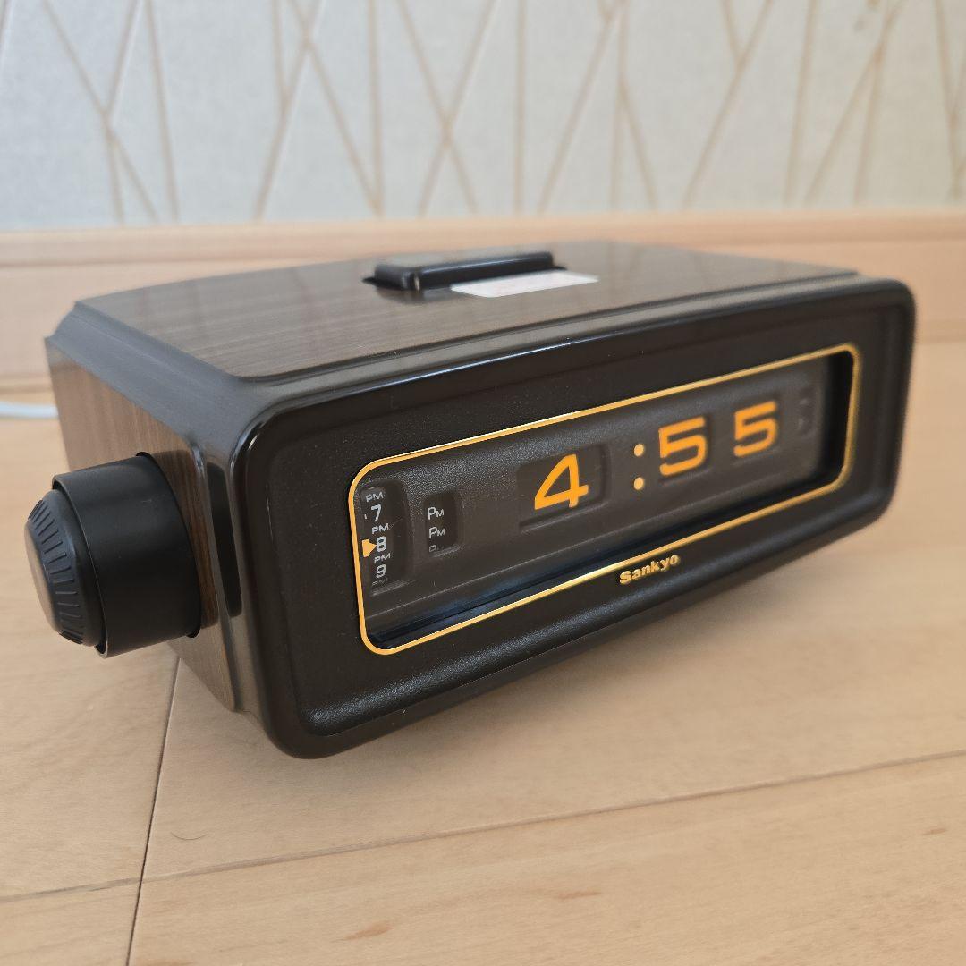 70's \"SANKYO\" デジタル パタパタ時計 スペースエイジ 黒茶