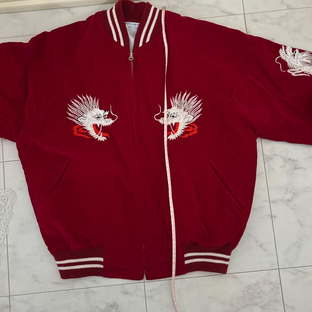 エンジ色 ドラゴン刺繍 スカジャン - メルカリ