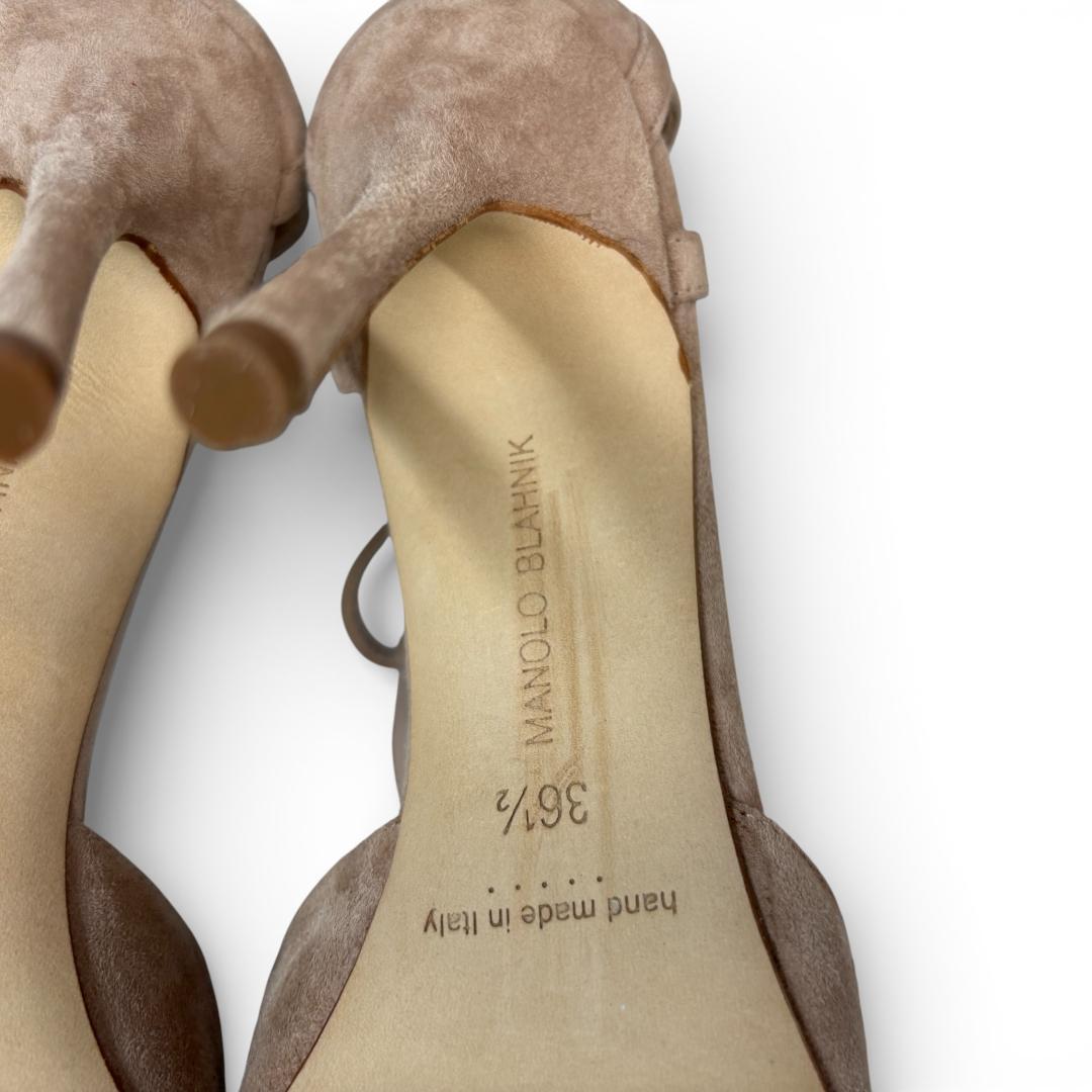 新品級 マノロブラニク ベージュ ストラップパンプス 36.5 23.5cm