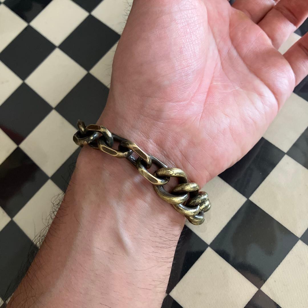 ブラス製 いぶし加工 3種チェーンブレスレット オリジナル品 オンリーワン